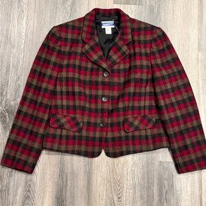 VTG Pendleton Tartan Cropped Women’s Petite (12)  Blazer 100% Virgin Wool